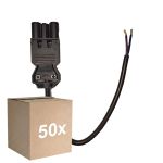 Fordelspakning 50x Noxion GST - Kompatibel Strømforsyningskabel Svart - Male + Åpne ender - 0,3m - 2 pole 0,75mm2